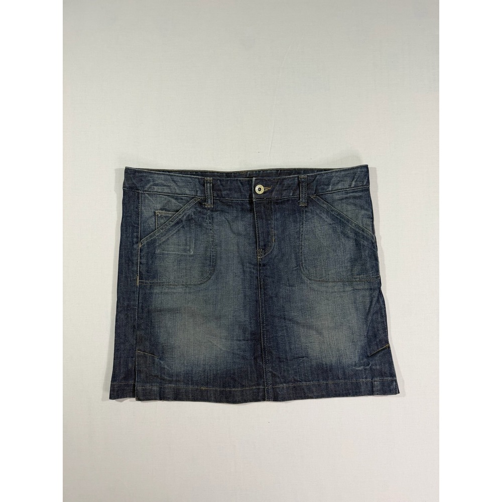 Calvin Klein Jeans Womens Dark Wash Denim Mini Skirt Size 16 Stretch Blue